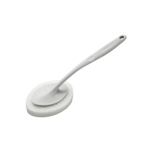 Brosse de nettoyage éponge à long manche pour salle de bain et cuisine ¿ Outil de détartrage et d'élimination des saletés sans effort