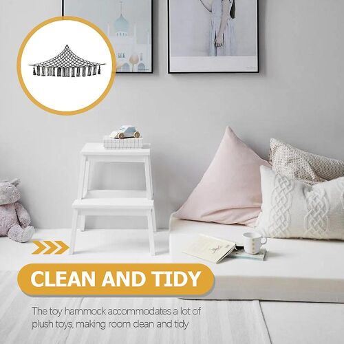 Hamac Noir Élégant Pour Peluches ¿ Filet De Rangement Mural D'angle Pour Chambre D'enfant