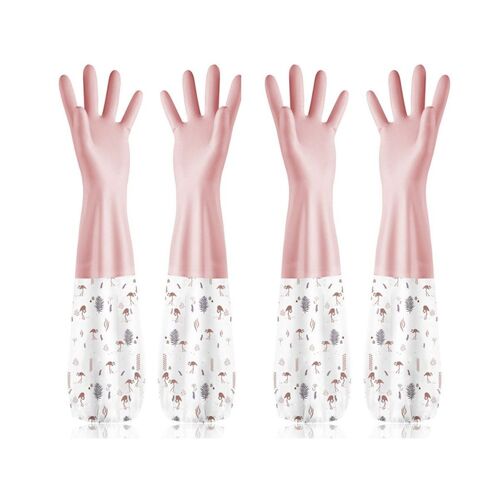 Gants de vaisselle résistants à l'huile, 2 paires, manches longues, nettoyage, rose goodnice