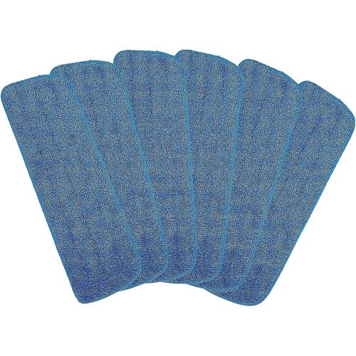 Lot de 6 têtes de rechange en microfibre pour balais humides/sèches - Ajustement universel, lavables en machine, tampons de nettoyage durables