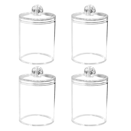 Lot de 4 plateaux de rangement en acrylique transparents pour cotons-tiges, maquillage et petits objets essentiels