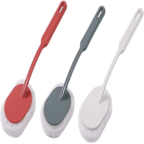 Ensemble de 3 brosses éponges à long manche pour un nettoyage efficace de la salle de bain et de la cuisine - Durables et faciles à utiliser