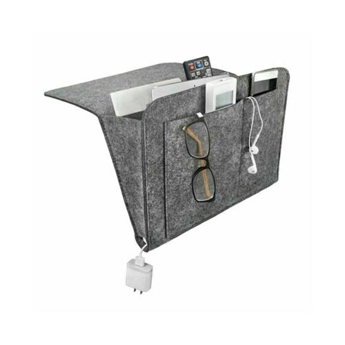 Sac de rangement suspendu sous le lit ¿ Panier en feutre gris foncé pour livres, télécommandes, lunettes et plus encore ¿ Gain de place