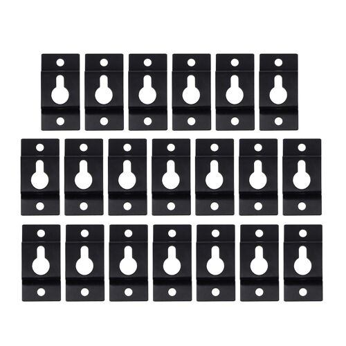 Lot de 20 crochets de suspension en trou de serrure ¿ Supports muraux en fer durables pour étagères, tableaux et décorations ¿ Installation facile, noir