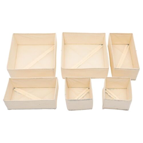 Lot de 6 organiseurs de tiroirs pour chaussettes, sous-vêtements et soutiens-gorge ¿ Boîtes de rangement élégantes beiges