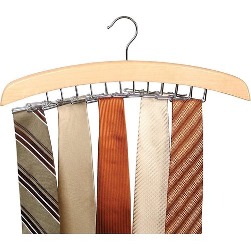 Élégant Porte-Cravates En Bois - Gain De Place : 24 Cintres Pour Accessoires De Garde-Robe Pour Hommes