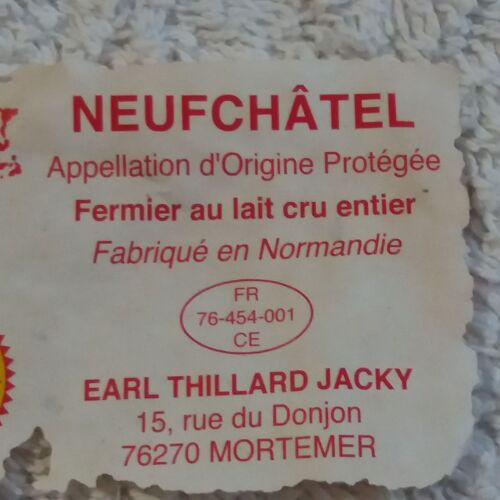 Etiquette De Fromage : Neufchâtel, Earl Thillard Jacky