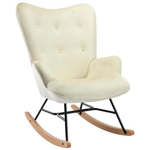 Fauteuil À Bascule Sanka En Velours Crème
