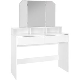 Coiffeuse Avec Miroir Pliable Moderne Table De Maquillage En Mdf Avec 2 Tiroirs