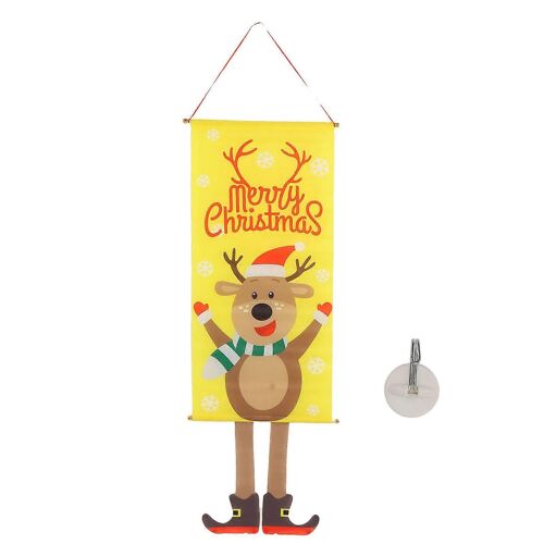 Drapeau de Noël Tenture murale Elk Noël maison porte signe drapeau avec corde rouge pour les décorations d'appartement à la maison