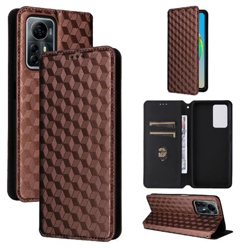 Étui Pour Zte Blade V41 Smart Fermeture Magnétique Titulaire De Fentes Pour Cartes Portefeuille Motif 3d Cuir Pu - Le Brun