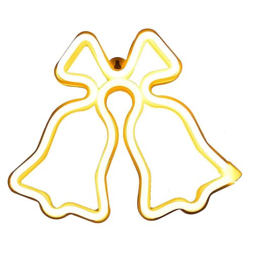 Néon De Noël Forme De Cloche Led Enseignes Au Néon Pour Fête D'anniversaire Décoration De Noël Décoration De Maisonlumière Blanche Chaude