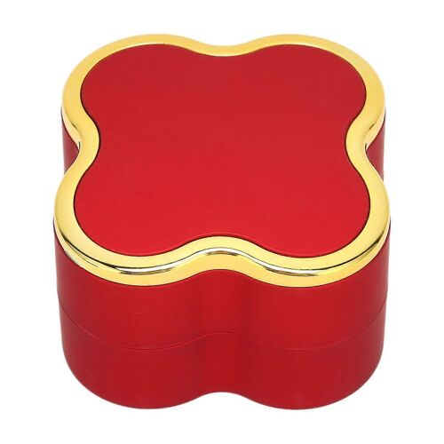 Anneaux Lumineux Boîte Flocage Doux Lumineux Quatre Feuilles Trèfle Design Bijoux Affichage Boîte-Cadeau pour Mariages FiançaillesRouge