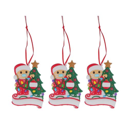 3Pcs Arbre De Noël Masque Bonhomme De Neige Pendentif Mignon Exquis PVC avec Ruban Boucle Décoration De Noël X2094