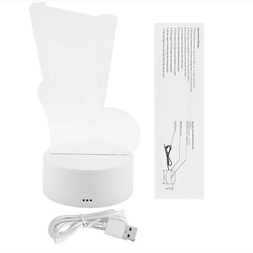 USB 4.5V 3W Sept couleurs Base De Lampe Interrupteur Tactile 3D Acrylique Panneau Veilleuse Blanc