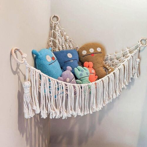 Rangement Peluche Jouet Filet Hamac Jouet, Filet Doudou Rangement Rangé, Sac De Rangement Jouet Corde De Coton Tissé À La Main Dksfjkl