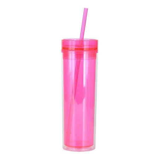 Gobelet En Paille Transparent À Double Couche De 450 Ml, Gobelet Droit De Couleur, Gobelet À Eau À Double Couche Avec Paille