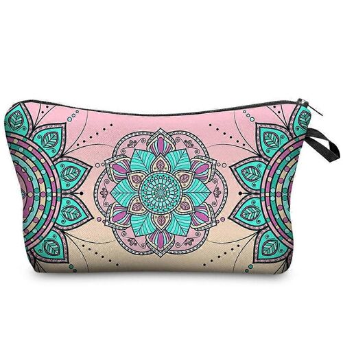 Sac à cosmétiques motif imprimé en polyester, pochette femme, sac de rangement de voyage multifonctionnel