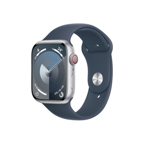 Apple Watch Series 9 GPS + Cellular - Boîtier Aluminium 45 mm Argent Bleu Orage - Bracelet S/M