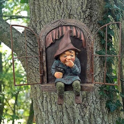 Statues Pour Jardin,Sculptures Et Statues De Jardin,Gnomes Dcorations De Jardin Lunatique Arbre Sculpture Dcoration De Jardin Rsine Miniature Jardin G