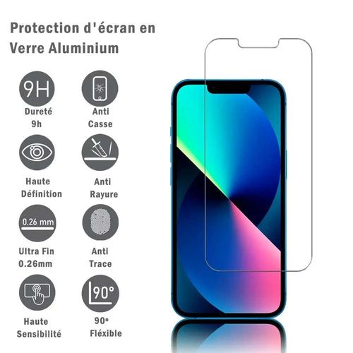 1 Film Protection D'écran En Verre D'aluminium Super Résistant 9h Pour Apple Iphone 13 6.1", Définition Hd, Anti-Rayures, Anti-Empreintes Digitales