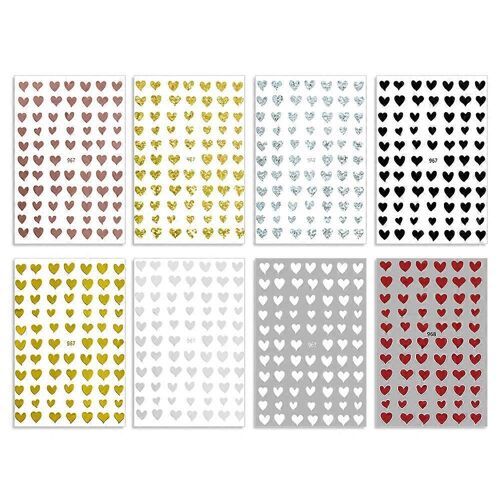 8 Feuilles Coeur Amour Nail Art Autocollants Décalcomanies 3d Autocollants Accessoires De Manucure, Multicolore 