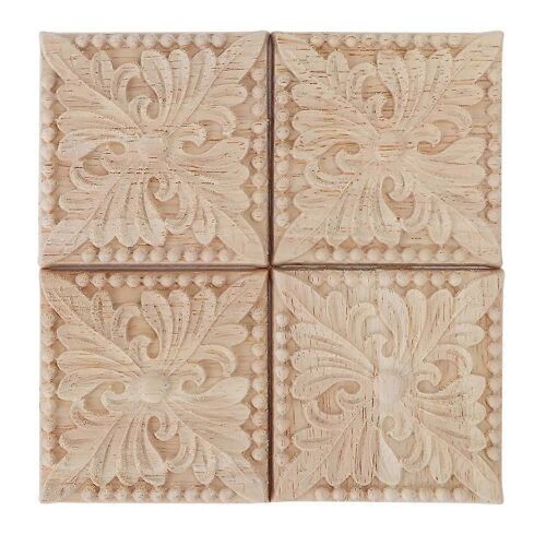 4pcs Sculpture À Carreaux Applique Non Peinte Autocollant Pour La Décoration De Meubles (B)