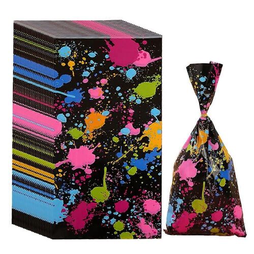 Pack de 100 sacs de fête d'artiste Sacs de peinture colorés pour fête d'anniversaire Fournitures de fête de naissance Décorations
