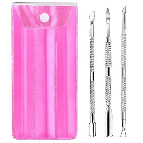 Cuticle Pusher - 3-Piece Set - Stainless Steel Manicure Pedicure Tools