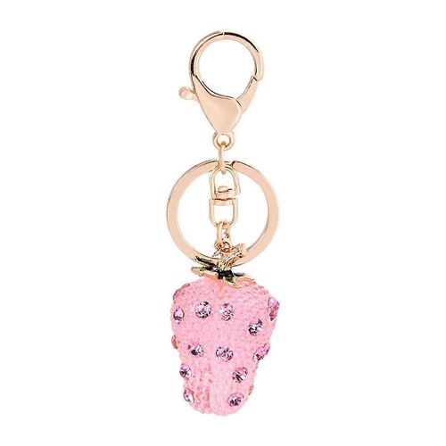 Fruit Strawberry Pendant Keychain Resin Key Ring Bag Hanging Ornament(Yellow)