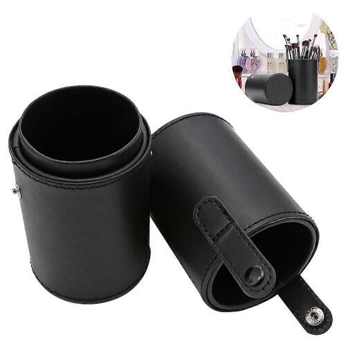 Porte-pinceau de maquillage portable, brosse cosmétique seau cylindre de stockage PU Cuir Cosmétiques Maquillage Organisateur de tasse pour bureau et voyage
