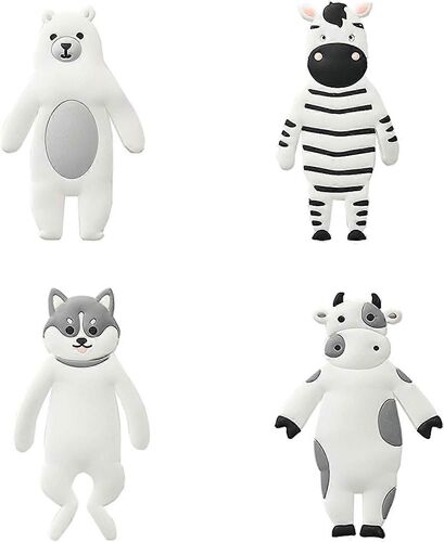 4-Piece Cartoon Animal Hooks, Magnetic Hooks for Coats, Scarf, Bags, Key Hanger (Cow, Zebra, Dog)
