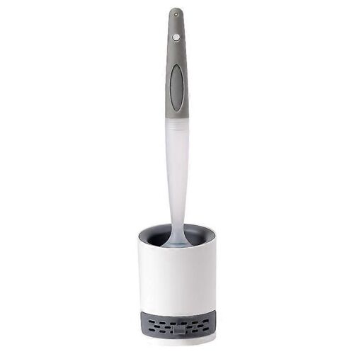 Brosse de toilette et ensemble de support pour salle de bain, brosse de cuvette de toilette en silicone de nettoyage en profondeur avec longue poignée