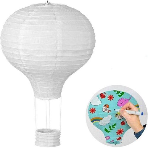 6pcs Lampion Papier Montgolfire Lanterne Papier Blanc Pour Dcoration Anniversaire, Mariage, Fte (30 Cm)