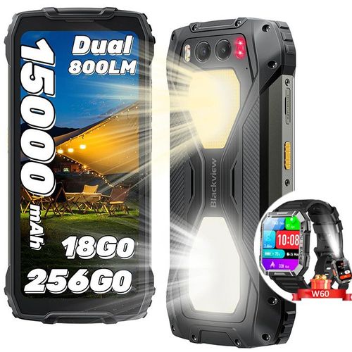 Blackview BV7300 Smartphone Robuste 6.67" 256Go 50MP 15000mAh Noir avec Smartwatch Blackview W60