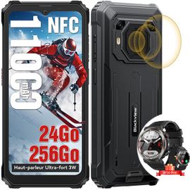 Blackview BV6200 Plus Téléphone portable Incassable 6.56" 256Go Android 14 11000mAh Noir avec Blackview W50 Pro