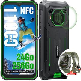 Blackview BV6200 Plus Smartphone Incassable 6.56" 256Go Android 14 11000mAh Vert avec Blackview W60