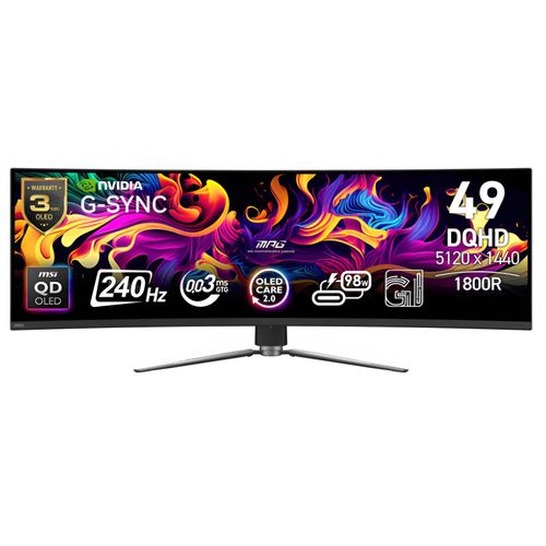 MSI MPG 491CQPX QD-OLED 49" QD-OLED UltraWide Dual QHD 240Hz Curva USB-C