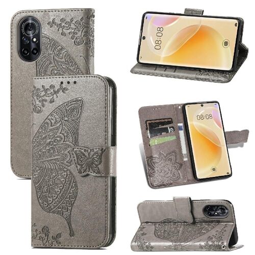 Étui Pour Huawei Nova 8 Aile Papillon Multi-Couleur Portefeuille Affaires - Gris