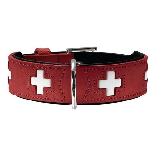 Collier Pour Chien - Hunter - Swiss - Noir/Rouge - Moyen - Cuir De B?uf Nappa
