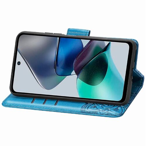 Étui Pour Moto G23 Affaires Multi-Couleur Portefeuille Papillon Aile - Bleu