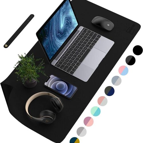 Sous-main, tapis de protection de bureau en cuir PU, noir/noir goodnice