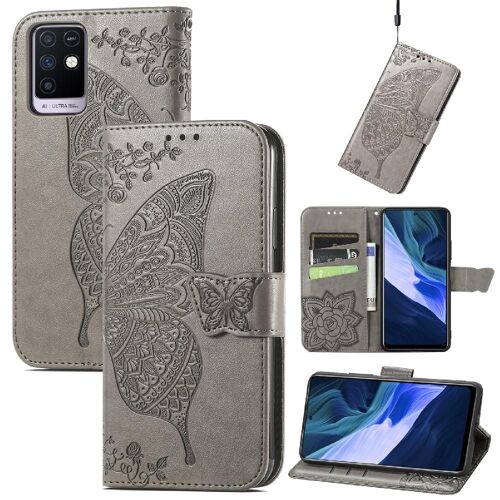 Étui Pour Infinix Note 10 Multi-Couleur Affaires Papillon Aile Portefeuille - Gris