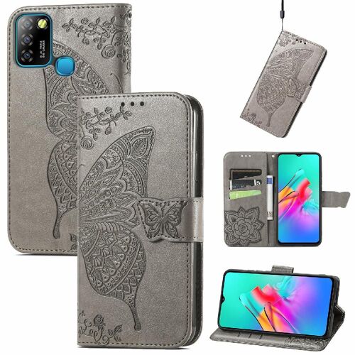 Étui Pour Infinix Smart 5 Aile Papillon Affaires Portefeuille Multi-Couleur - Gris