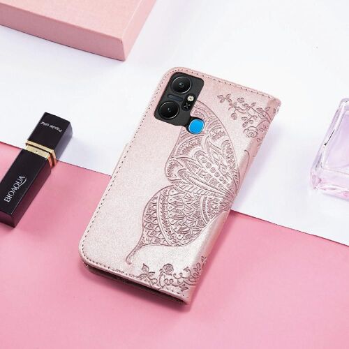Étui Pour Infinix Smart 6 Plus Papillon Portefeuille Aile Affaires Multi-Couleur - Couleur Or Rose