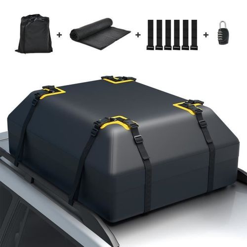 Costway 400l Sac De Toit De Voiture Étanche Avec 12 Sangles 6 Crochets De Porte, Verrouillage, Tapis Antidérapant, Sac De Rangement