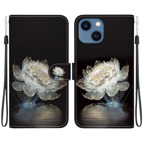 Étui Pour Iphone 14 Fermeture Magnétique Portefeuille Cuir Pu Fentes Pour Cartes Fleur Papillon Peinte - C12