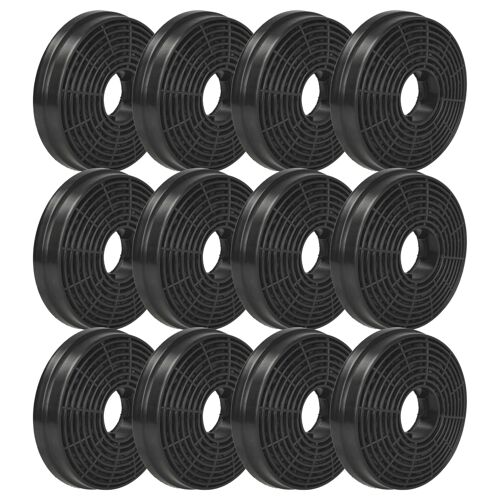 vhbw 12x Filtres à charbon actif remplacement pour PKM CF130 pour hotte aspirante - 10,5 cm