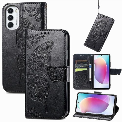 Étui Pour Moto G71s Portefeuille Multi-Couleur Papillon Affaires Aile - Noir