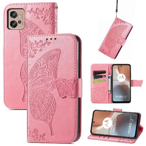 Étui Pour Moto G32 Portefeuille Aile Affaires Multi-Couleur Papillon - Couleur Rose